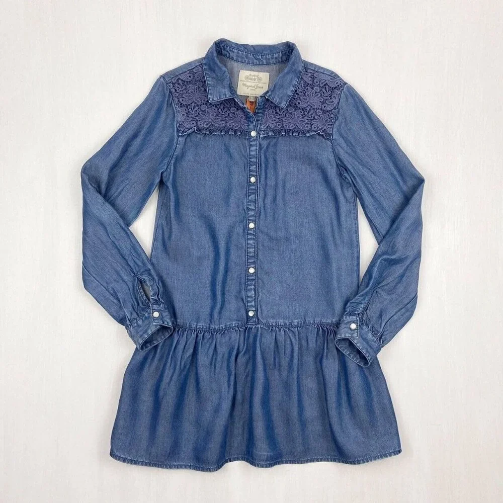 Mayoral Jeans Lace Trimmed Denim Dress - Picture 2 of 10